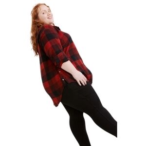 Madewell Plus Flannel Side Button Ex Boyfriend Shirt in Buffalo Check Size 2X